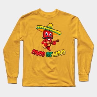 Fun Cinco De Mayo Red Pepper Sombrero Long Sleeve T-Shirt